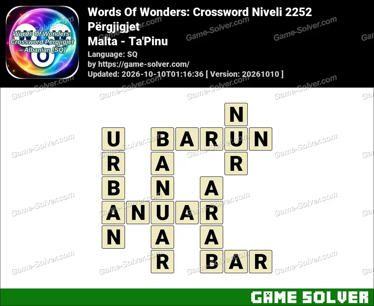 Words Of Wonders: Crossword Niveli 2252 Përgjigjet – Malta – Ta’Pinu